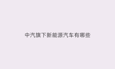 中汽旗下新能源汽车有哪些(中汽集团公司)