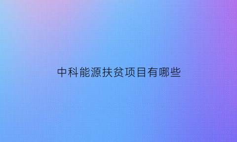 中科能源扶贫项目有哪些(中科能源环保有限公司)