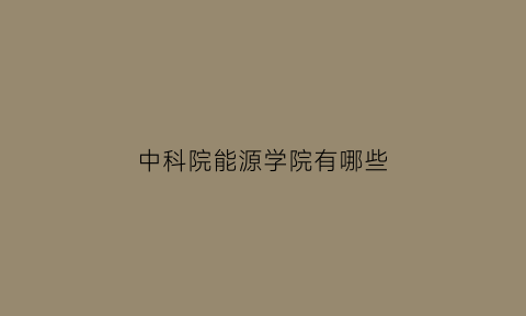 中科院能源学院有哪些