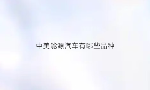 中美能源汽车有哪些品种(美国中美能源)