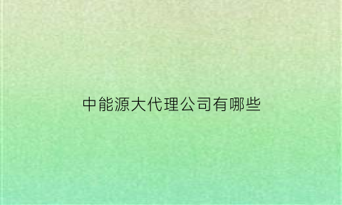 中能源大代理公司有哪些(中能源电力燃料有限公司央企)