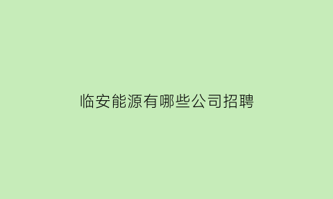 临安能源有哪些公司招聘(临安可靠公司好不好)