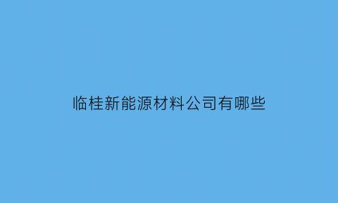 临桂新能源材料公司有哪些