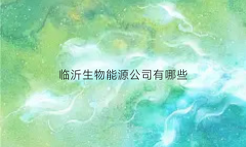 临沂生物能源公司有哪些