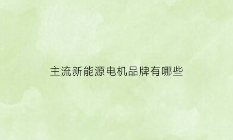 主流新能源电机品牌有哪些