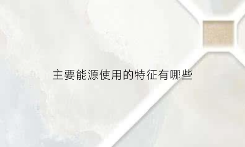 主要能源使用的特征有哪些