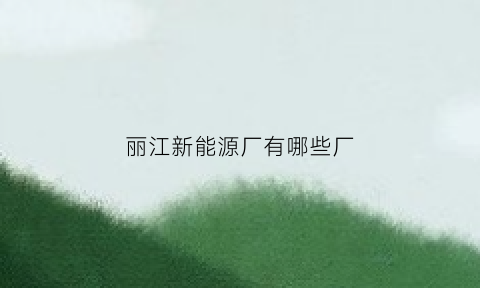 丽江新能源厂有哪些厂