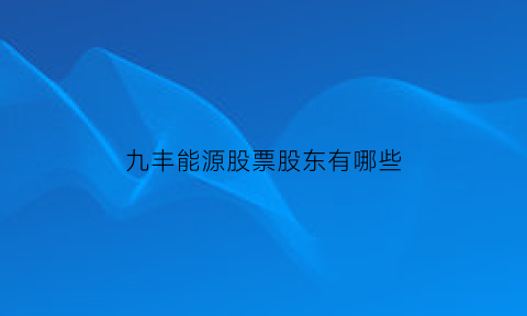 九丰能源股票股东有哪些(九丰能源股票股东有哪些名字)