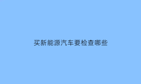 买新能源汽车要检查哪些