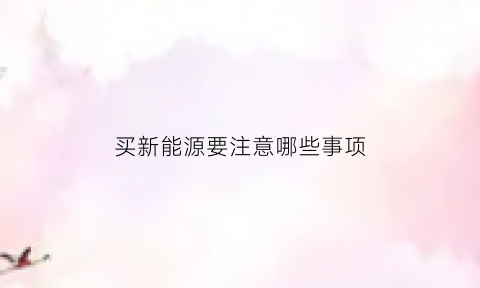 买新能源要注意哪些事项