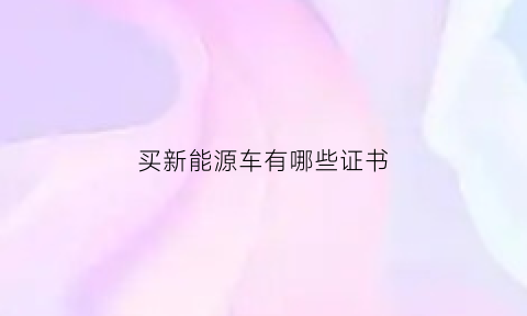 买新能源车有哪些证书