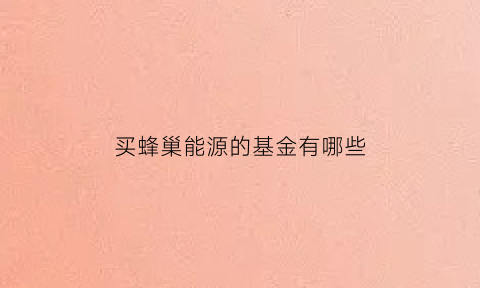 买蜂巢能源的基金有哪些