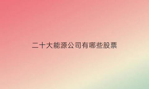 二十大能源公司有哪些股票