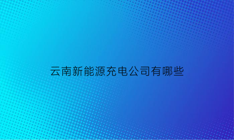 云南新能源充电公司有哪些