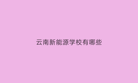 云南新能源学校有哪些