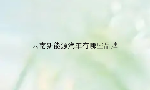 云南新能源汽车有哪些品牌(云南新能源汽车销售公司)