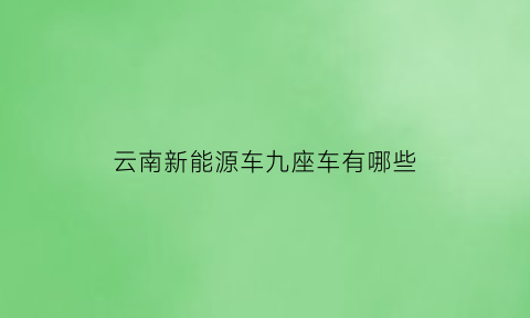 云南新能源车九座车有哪些