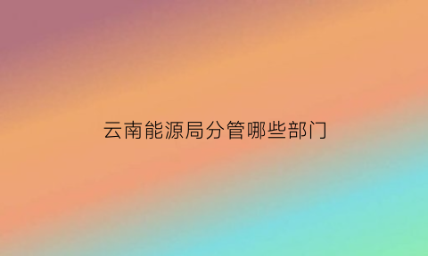 云南能源局分管哪些部门