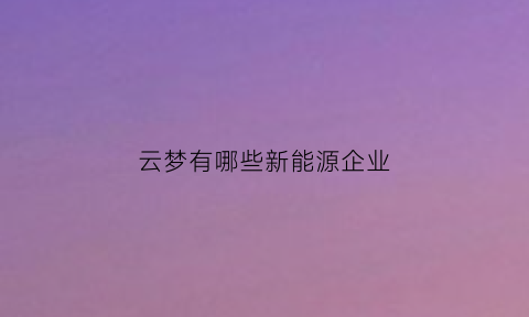 云梦有哪些新能源企业