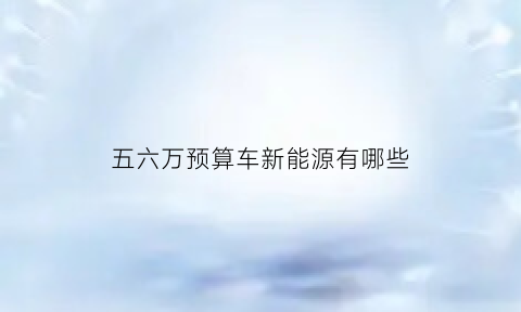 五六万预算车新能源有哪些