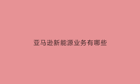 亚马逊新能源业务有哪些