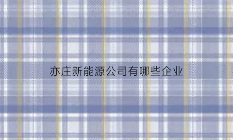 亦庄新能源公司有哪些企业