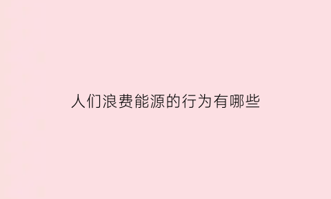 人们浪费能源的行为有哪些