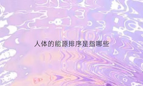 人体的能源排序是指哪些