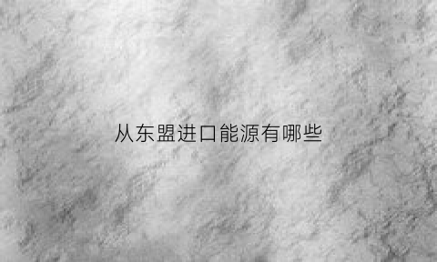 从东盟进口能源有哪些