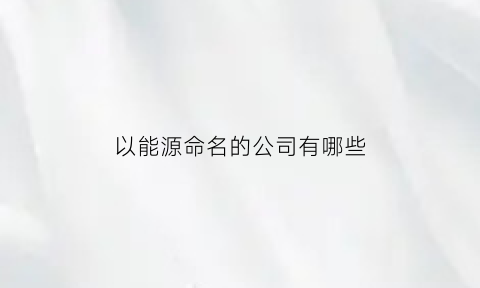 以能源命名的公司有哪些(能源起名字)