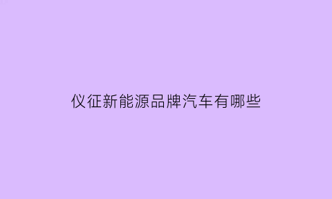 仪征新能源品牌汽车有哪些(仪征新能源股份有限公司)