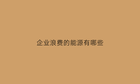 企业浪费的能源有哪些