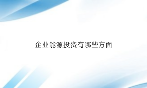 企业能源投资有哪些方面