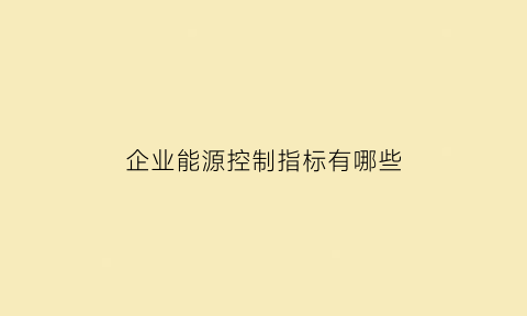 企业能源控制指标有哪些(企业能源管理体系标准)