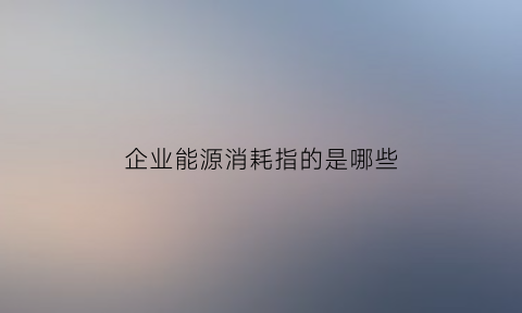 企业能源消耗指的是哪些