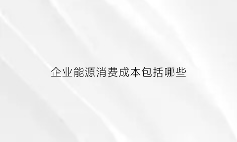 企业能源消费成本包括哪些(工业企业的能源消费成本)