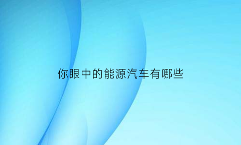 你眼中的能源汽车有哪些(以自己身边的车型谈谈你对新能源汽车的认识)