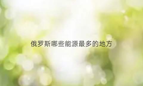 俄罗斯哪些能源最多的地方