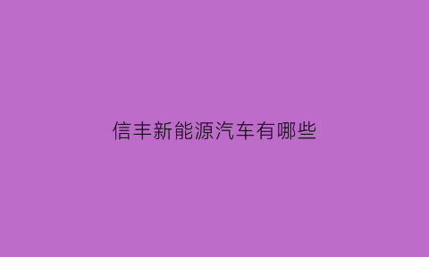 信丰新能源汽车有哪些