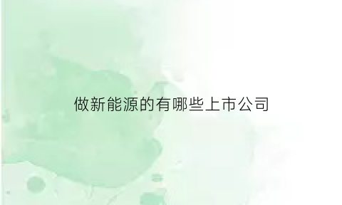 做新能源的有哪些上市公司