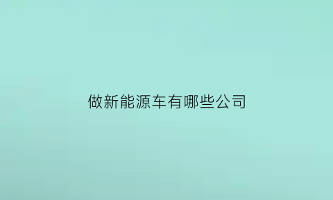 做新能源车有哪些公司