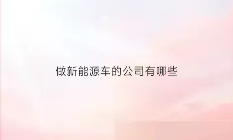 做新能源车的公司有哪些