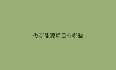 做新能源项目有哪些