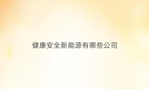 健康安全新能源有哪些公司