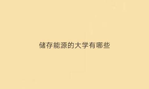 储存能源的大学有哪些