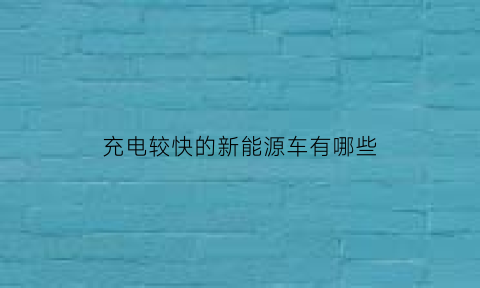 充电较快的新能源车有哪些(充电速度最快的新能源车)