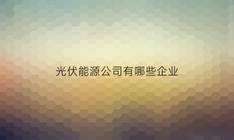 光伏能源公司有哪些企业(光伏能源管理公司)