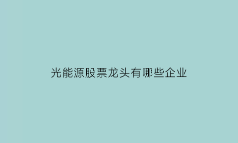 光能源股票龙头有哪些企业