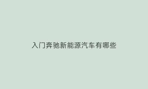 入门奔驰新能源汽车有哪些(奔驰新能源值得买吗)