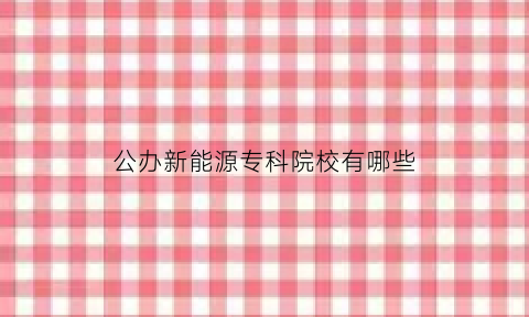 公办新能源专科院校有哪些